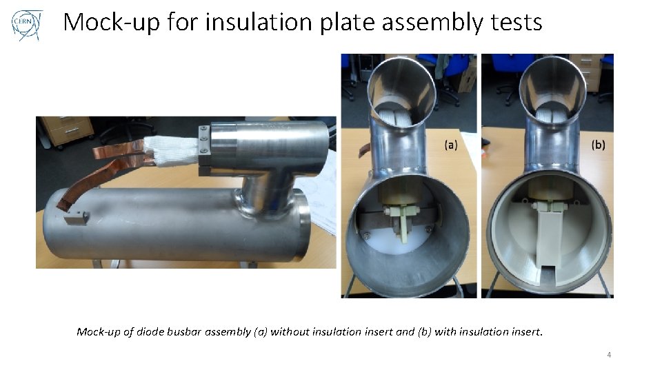 Mock-up for insulation plate assembly tests Mock-up of diode busbar assembly (a) without insulation