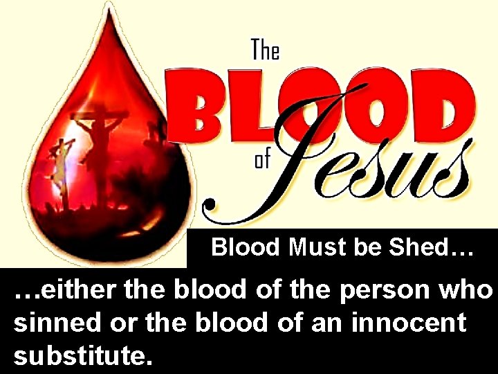 Blood Must be Shed… …either the blood of the person who sinned or the