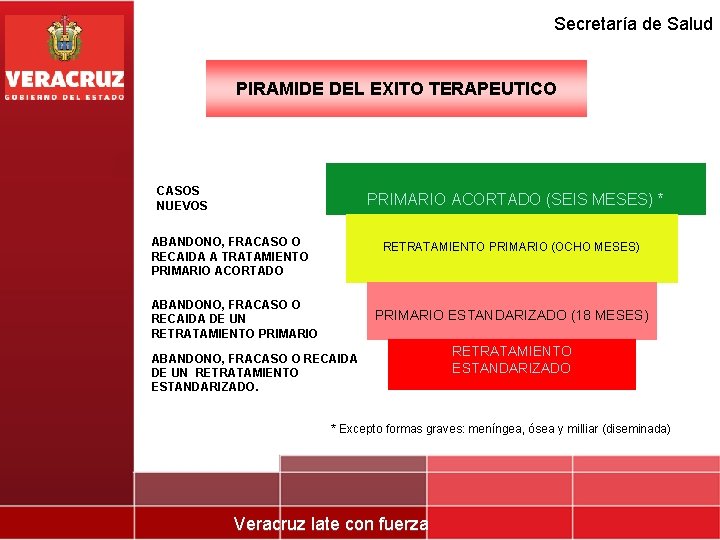 Secretaría de Salud PIRAMIDE DEL EXITO TERAPEUTICO CASOS NUEVOS PRIMARIO ACORTADO (SEIS MESES) *