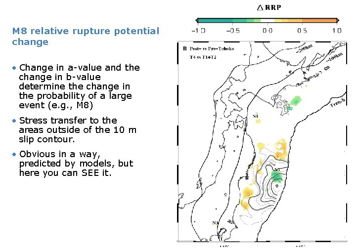 M 8 relative rupture potential change • Change in a-value and the change in