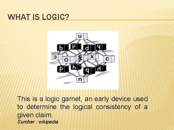 WHAT IS LOGIC? This is a logic garnet, an early device used to determine