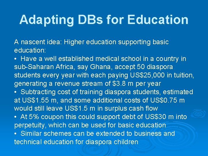 Adapting DBs for Education A nascent idea: Higher education supporting basic education: • Have