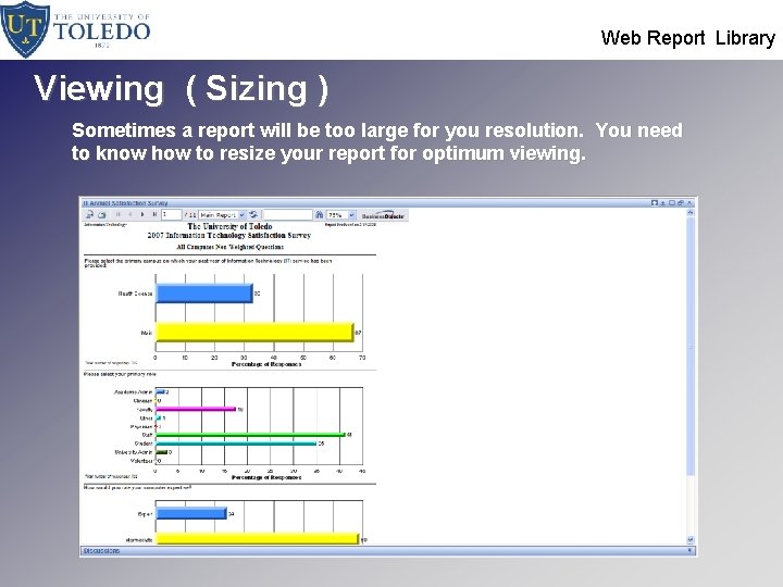  Web Report Library Viewing ( Sizing ) Sometimes a report will be too