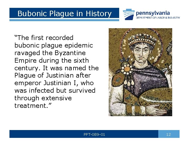 Bubonic Plague in History “The first recorded bubonic plague epidemic ravaged the Byzantine Empire