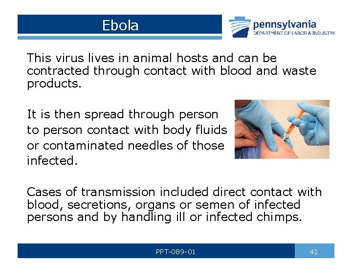 Ebola This virus lives in animal hosts and can be contracted through contact with
