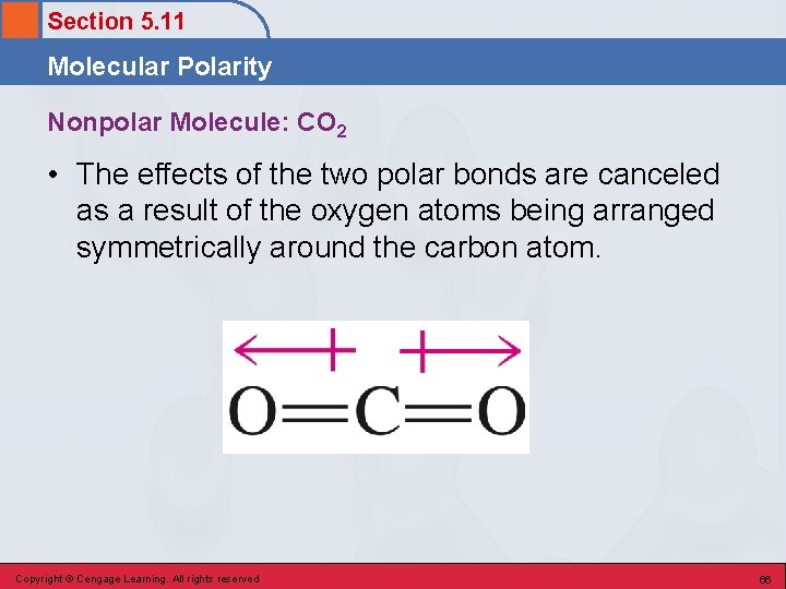Section 5. 11 Molecular Polarity Nonpolar Molecule: CO 2 • The effects of the