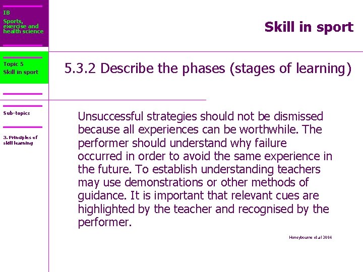 IB Sports, exercise and health science Topic 5 Skill in sport Sub-topics 3. Principles