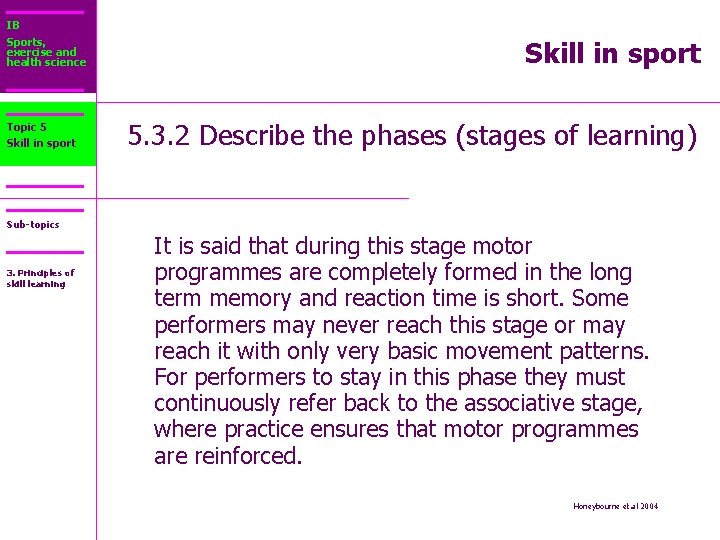 IB Sports, exercise and health science Topic 5 Skill in sport 5. 3. 2