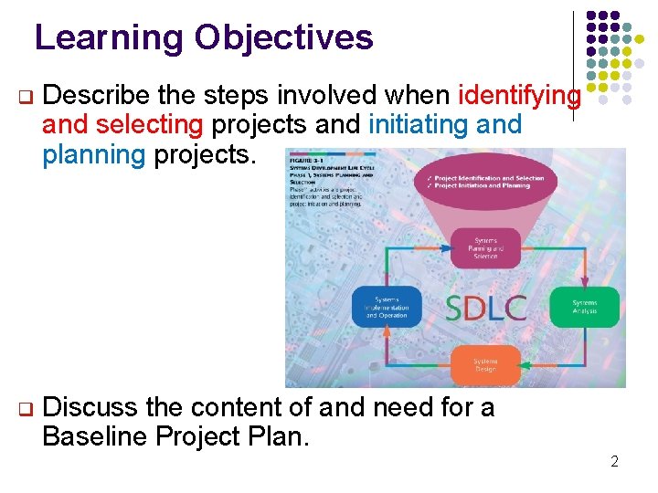 Learning Objectives q Describe the steps involved when identifying and selecting projects and initiating