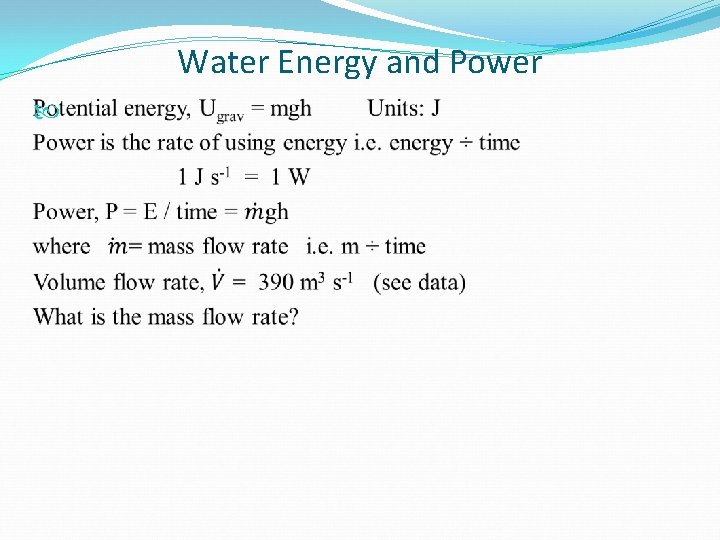 Water Energy and Power 