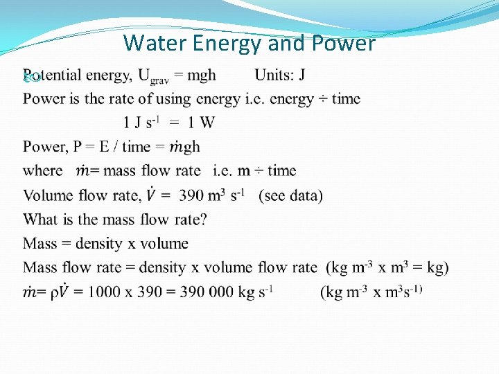 Water Energy and Power 