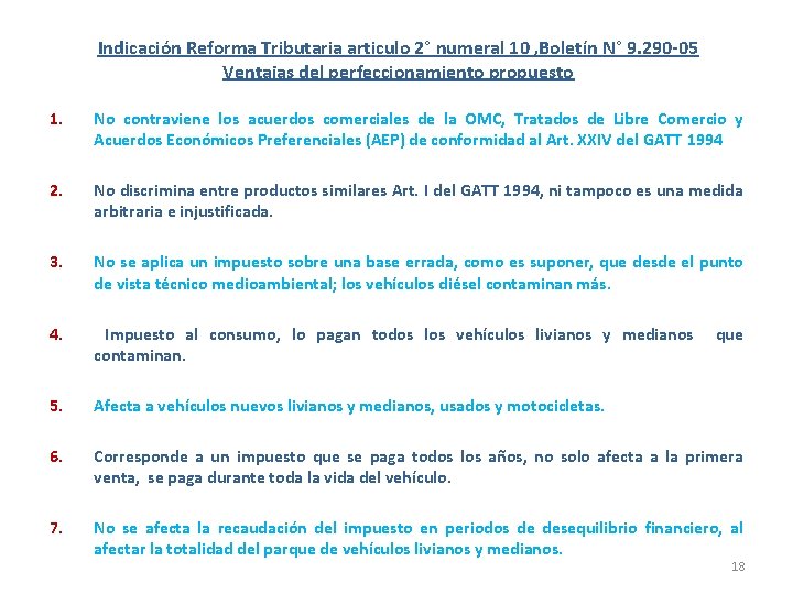 Indicación Reforma Tributaria articulo 2° numeral 10 , Boletín N° 9. 290 -05 Ventajas