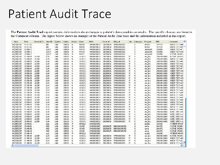 Patient Audit Trace 