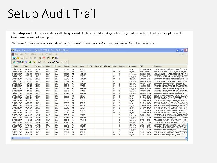 Setup Audit Trail 