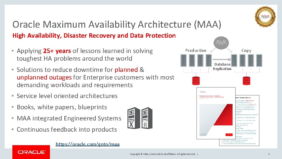 Oracle Maximum Availability Architecture (MAA) High Availability, Disaster Recovery and Data Protection • Applying