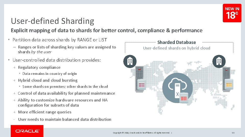 User-defined Sharding Explicit mapping of data to shards for better control, compliance & performance