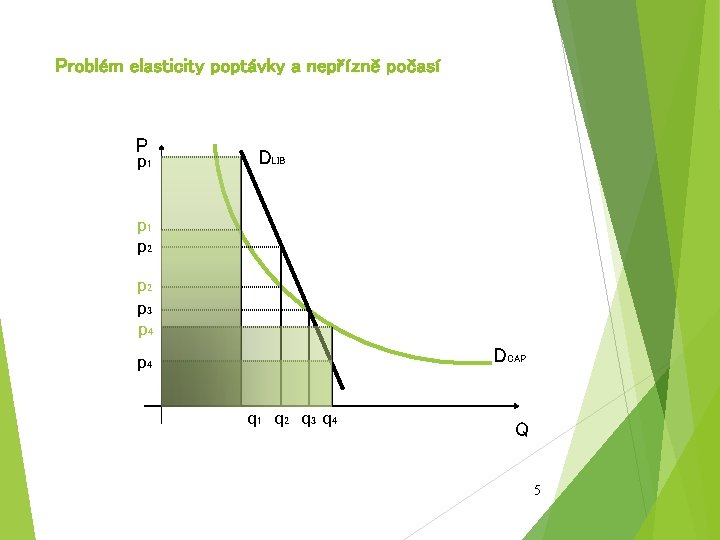 Problém elasticity poptávky a nepřízně počasí P p 1 DLIB p 1 p 2