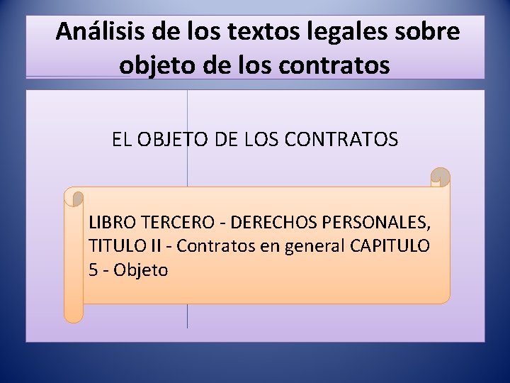  Análisis de los textos legales sobre objeto de los contratos EL OBJETO DE