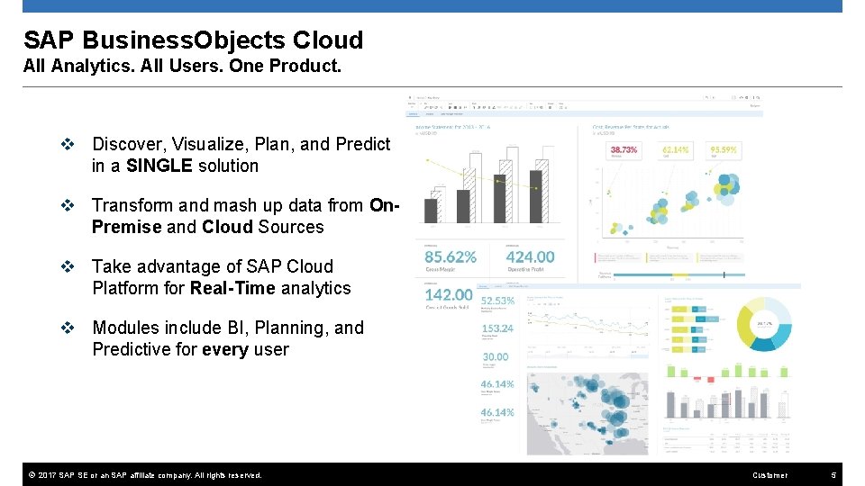 SAP Business. Objects Cloud All Analytics. All Users. One Product. v Discover, Visualize, Plan,