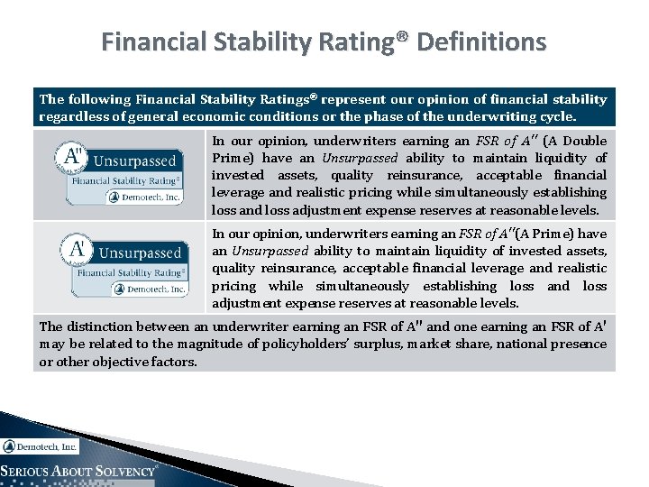 Financial Stability Rating® Definitions The following Financial Stability Ratings® represent our opinion of financial