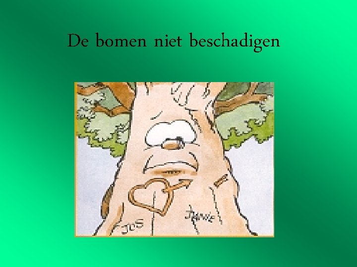 De bomen niet beschadigen 