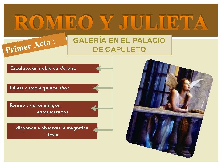 ROMEO Y JULIETA : o t c A r Prime GALERÍA EN EL PALACIO