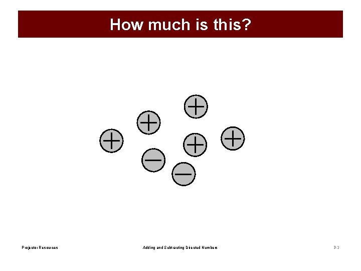 How much is this? Projector Resources Adding and Subtracting Directed Numbers P-2 