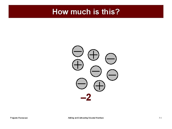 How much is this? – 2 Projector Resources Adding and Subtracting Directed Numbers P-6