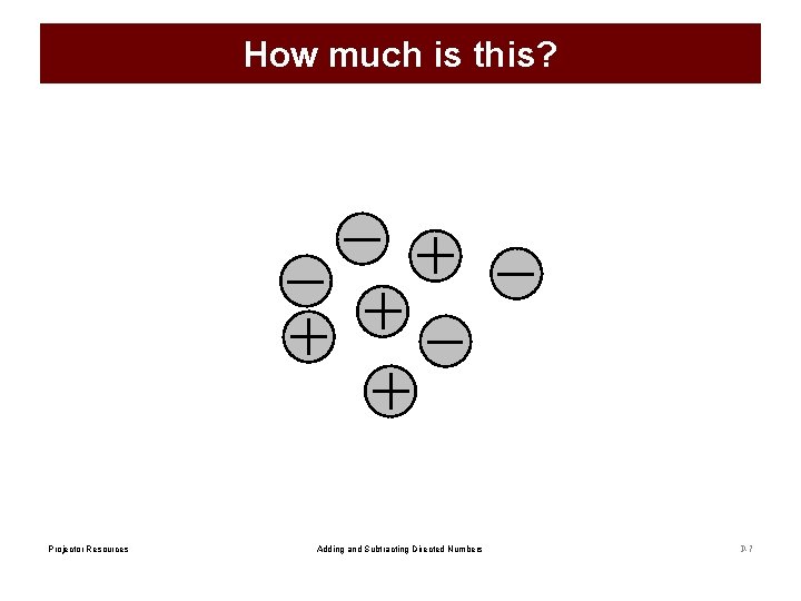 How much is this? Projector Resources Adding and Subtracting Directed Numbers P-7 