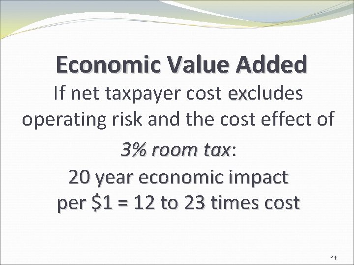 Economic Value Added If net taxpayer cost excludes ex operating risk and the cost