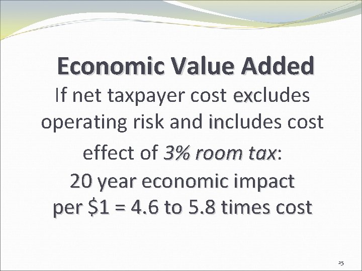 Economic Value Added If net taxpayer cost excludes ex operating risk and includes cost