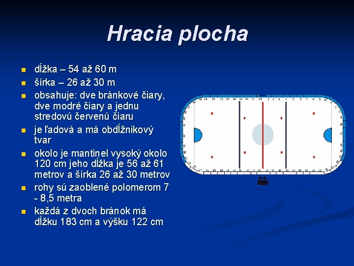 Hracia plocha n n n n dĺžka – 54 až 60 m šírka –