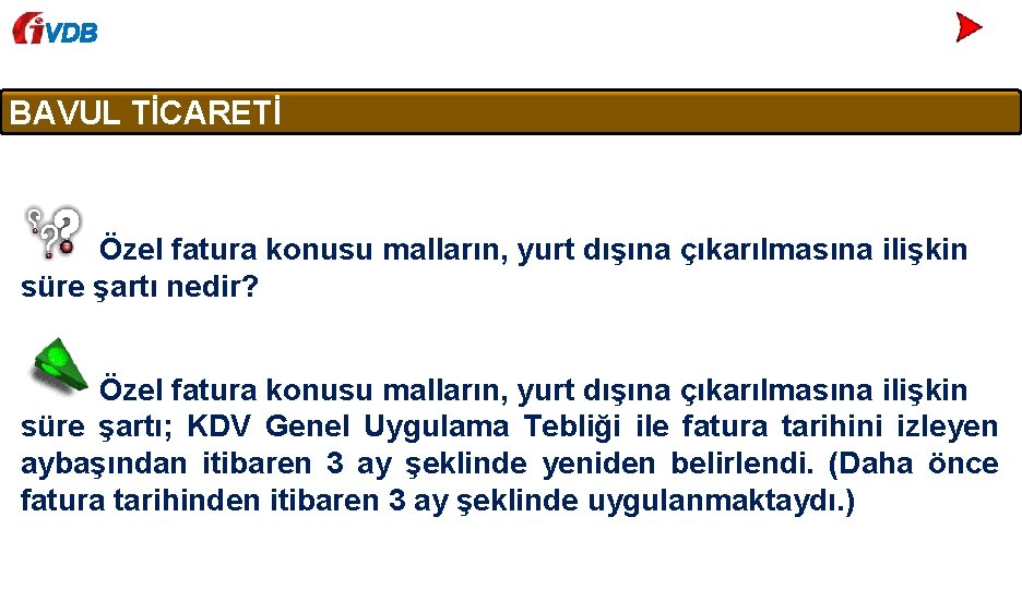 VDB BAVUL TİCARETİ Özel fatura konusu malların, yurt dışına çıkarılmasına ilişkin süre şartı nedir?