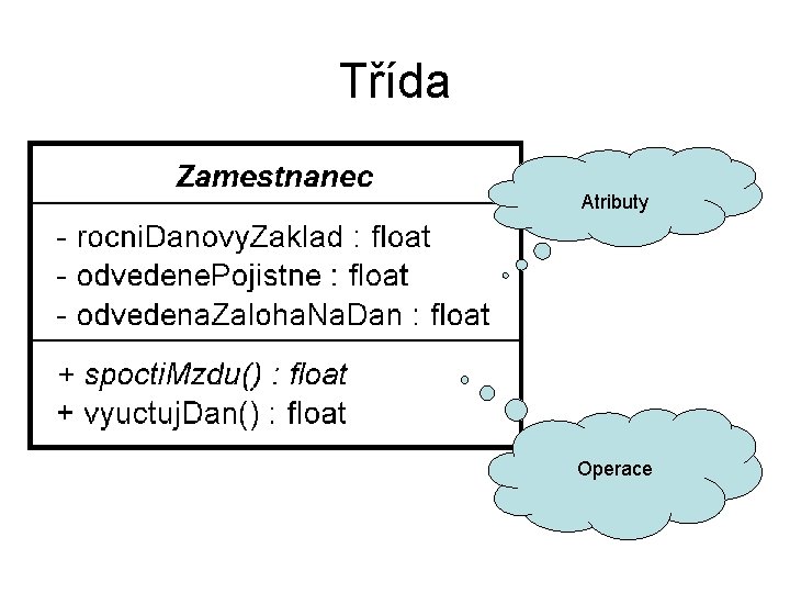Třída Atributy Operace Třída Atributy Operace