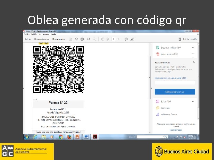 Oblea generada con código qr 