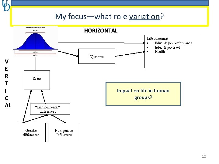 My focus—what role variation? HORIZONTAL Intelligence differences (g) V E R T I C
