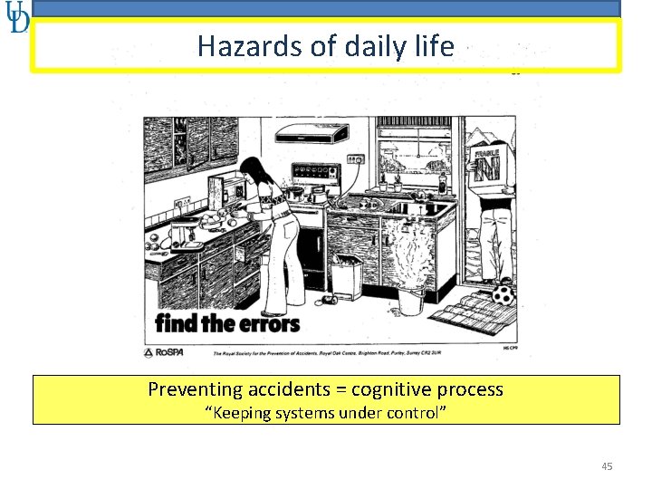 Hazards of daily life Preventing accidents = cognitive process “Keeping systems under control” 45