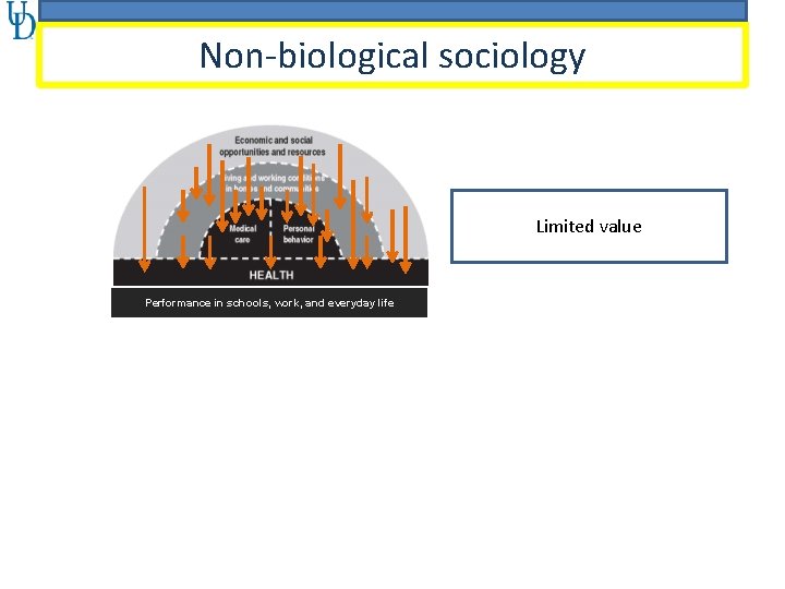 Non-biological sociology Limited value Performance in schools, work, and everyday life 