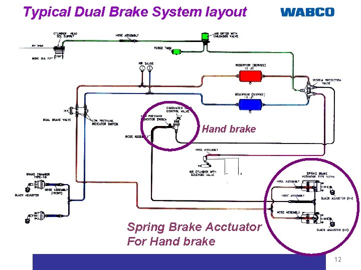 Company proprietary & confidential Typical Dual Brake System layout Hand brake Spring Brake Acctuator