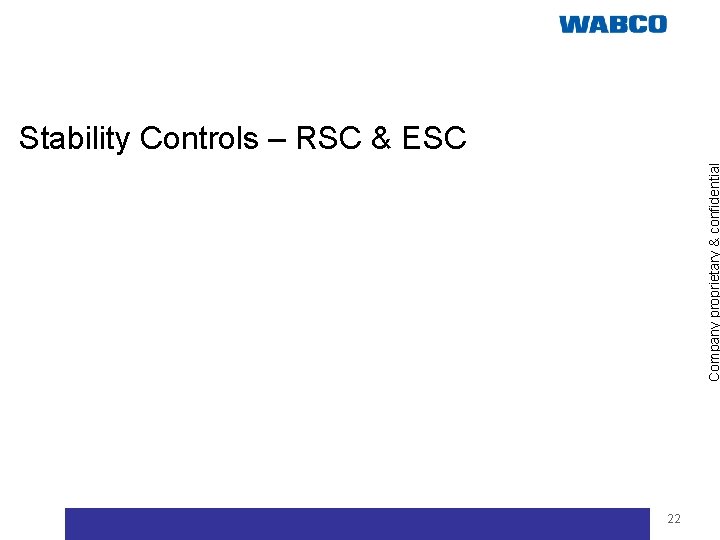Company proprietary & confidential Stability Controls – RSC & ESC 22 