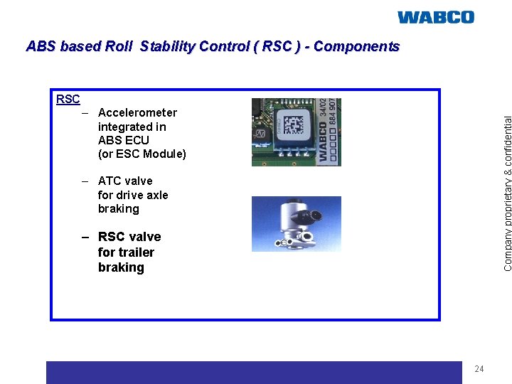 ABS based Roll Stability Control ( RSC ) - Components RSC Company proprietary &