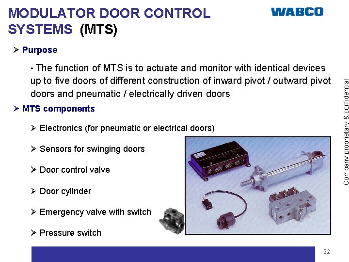 MODULATOR DOOR CONTROL SYSTEMS (MTS) Ø Purpose up to five doors of different construction