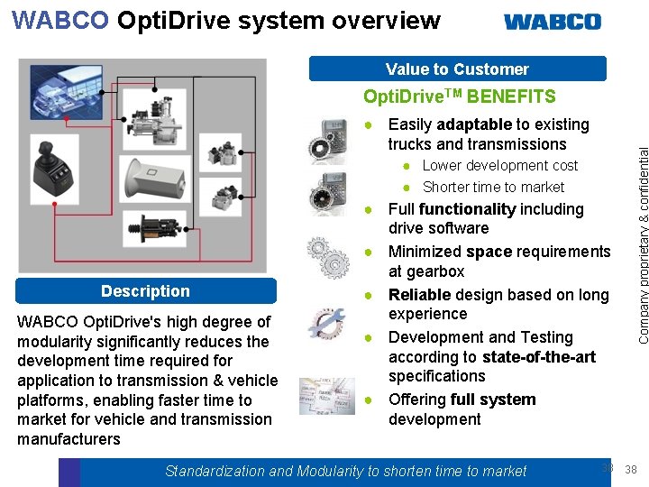 WABCO Opti. Drive system overview Value to Customer ● Easily adaptable to existing trucks