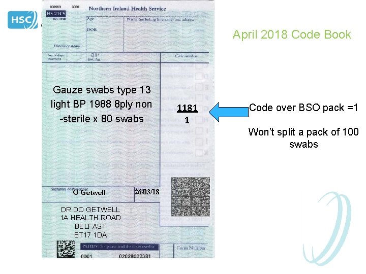April 2018 Code Book Gauze swabs type 13 light BP 1988 8 ply non