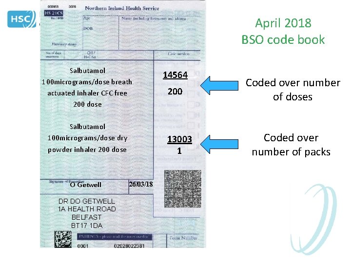 April 2018 BSO code book Salbutamol 100 micrograms/dose breath actuated inhaler CFC free 200