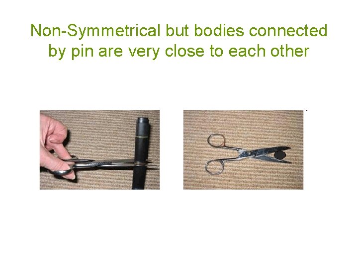 Non-Symmetrical but bodies connected by pin are very close to each other 