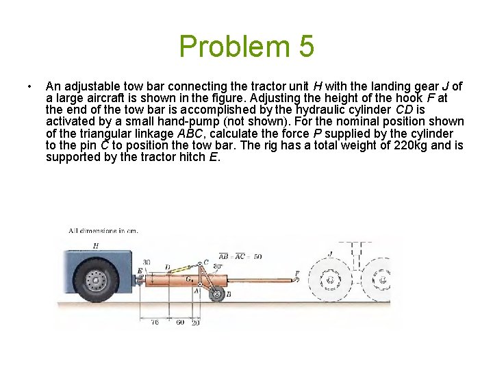 Problem 5 • An adjustable tow bar connecting the tractor unit H with the