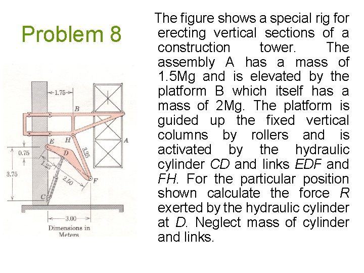 Problem 8 The figure shows a special rig for erecting vertical sections of a