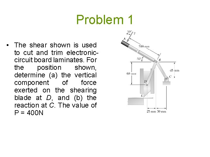 Problem 1 • The shear shown is used to cut and trim electroniccircuit board