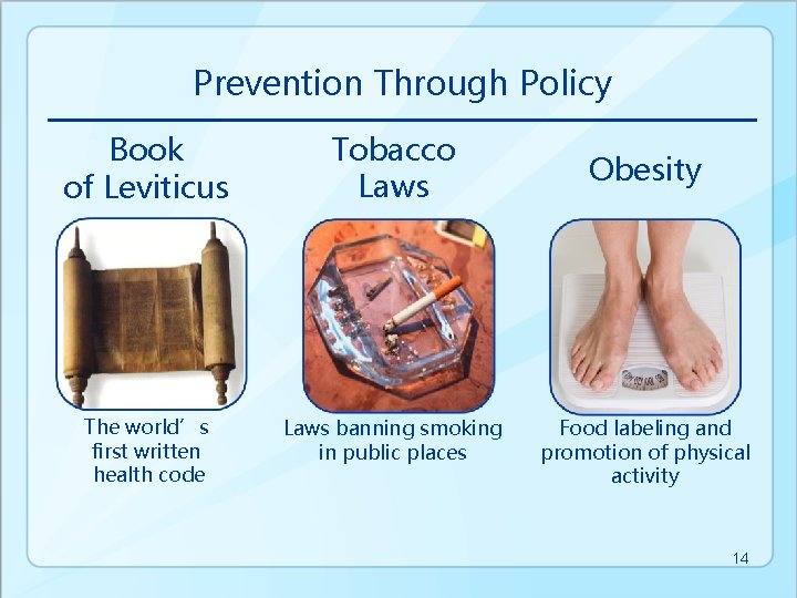 Prevention Through Policy Book of Leviticus Tobacco Laws The world’s first written health code